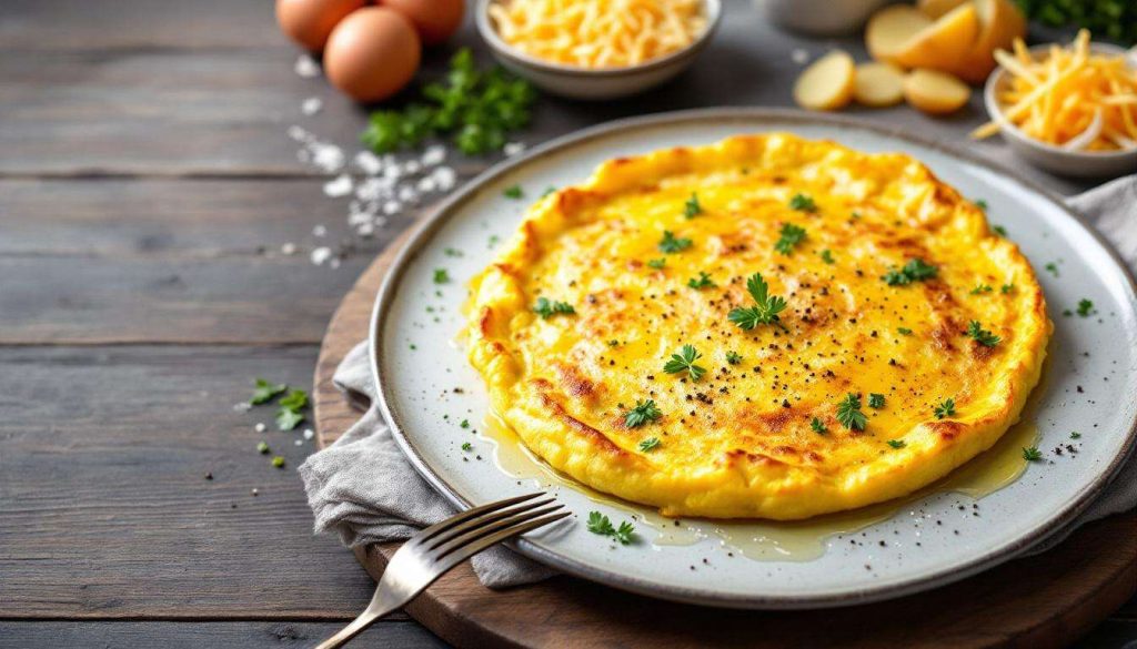 Omelette façon tortilla au cheddar râpé : recette savoureuse