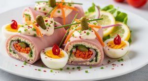 Roulés de jambon à la mayonnaise légère et légumes : une recette minceur savoureuse