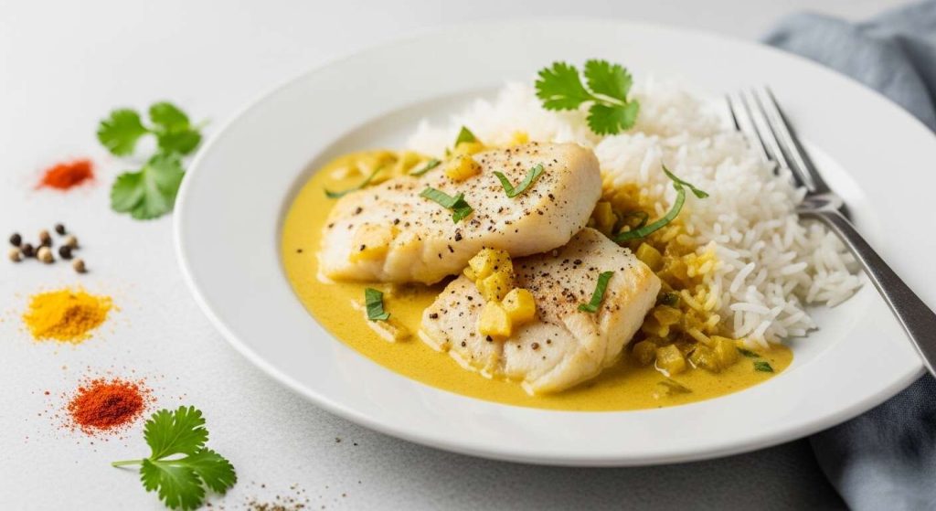 Curry de poisson maigre au lait de coco : recette légère pour le déjeuner