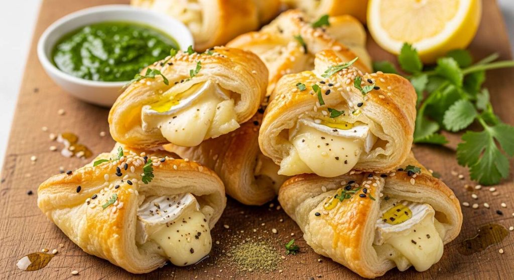 Recette feuilletés au camembert et sauce coriandre