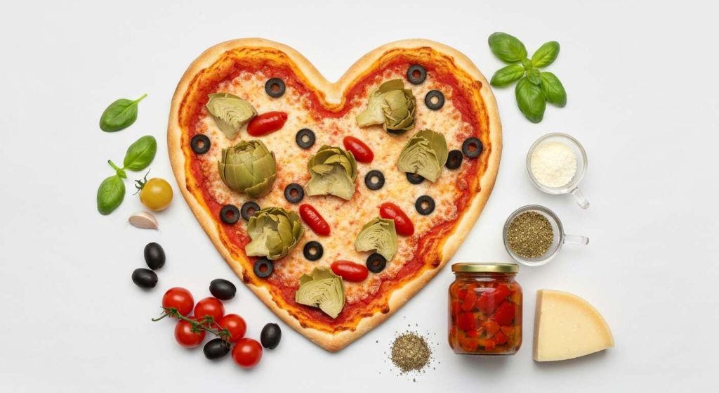 Pizza légère en cœur pour les amoureux