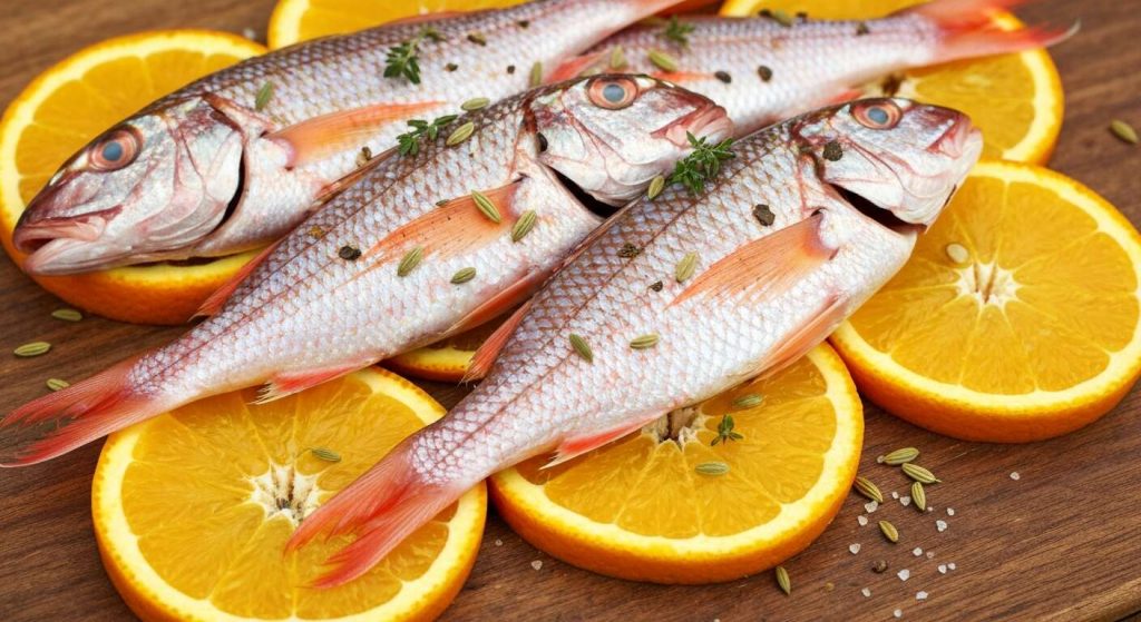 Rougets Légers au Four sur Nid d'Oranges