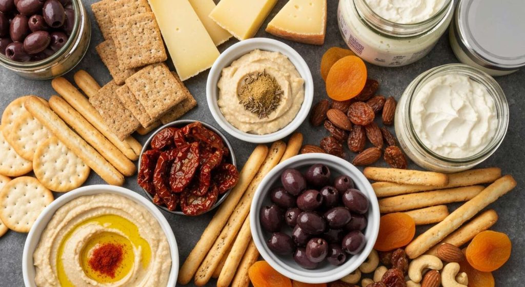 Planche Saint-Valentin : houmous et fromage