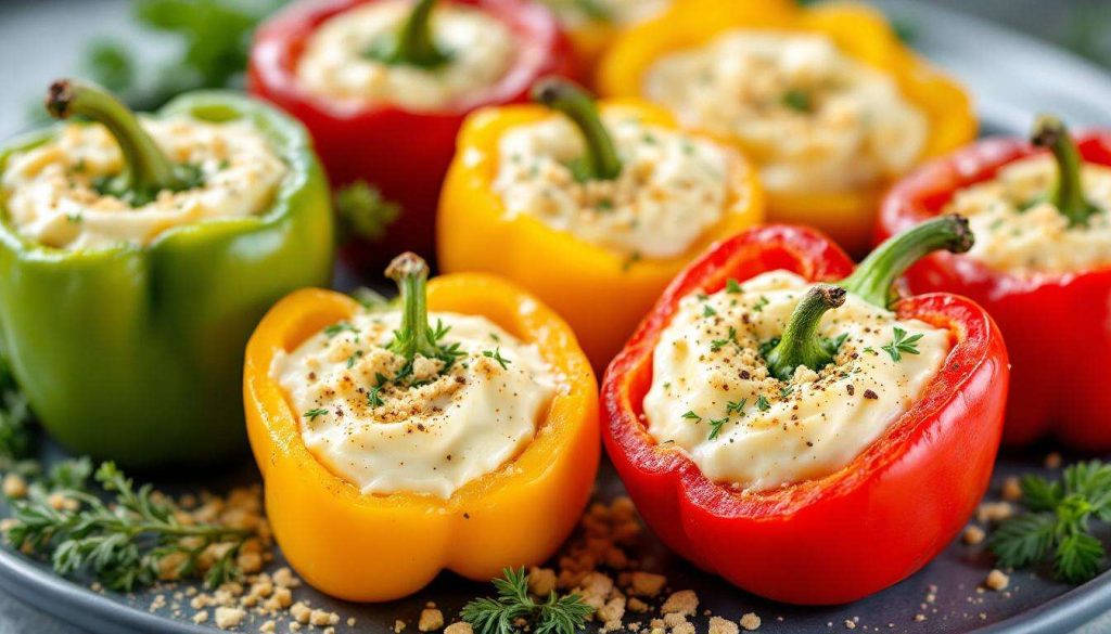 Poivrons farcis au fromage frais, ail et fines herbes – Recette gourmande