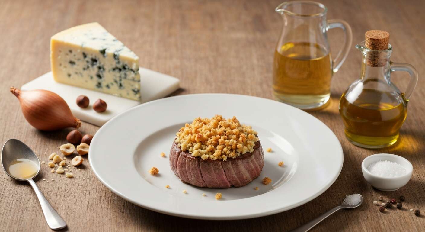 Filet mignon de veau au crumble de fromage bleu : recette gourmande