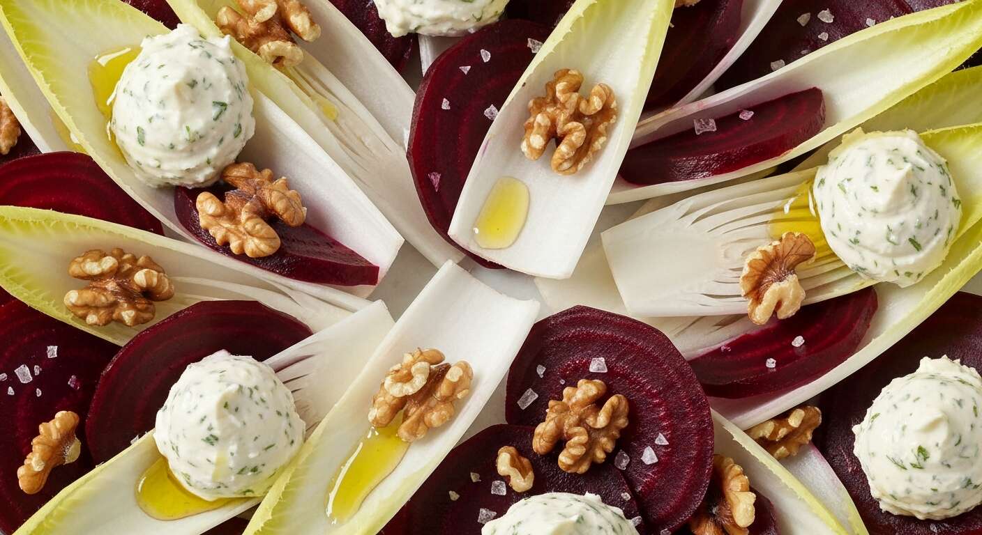 Salade d'endives et betteraves au fromage frais ail et fines herbes