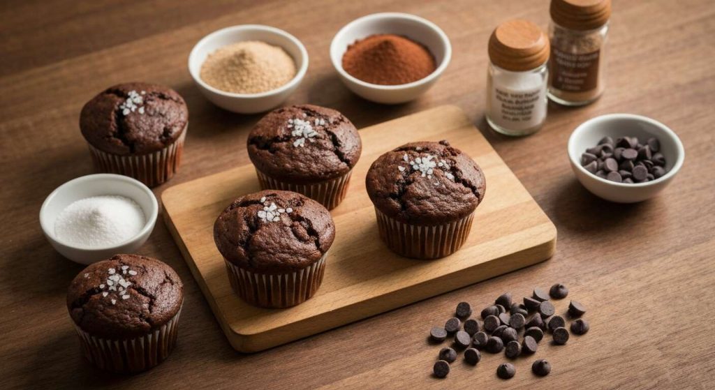Muffins légers au chocolat et fleur de sel : recette gourmande