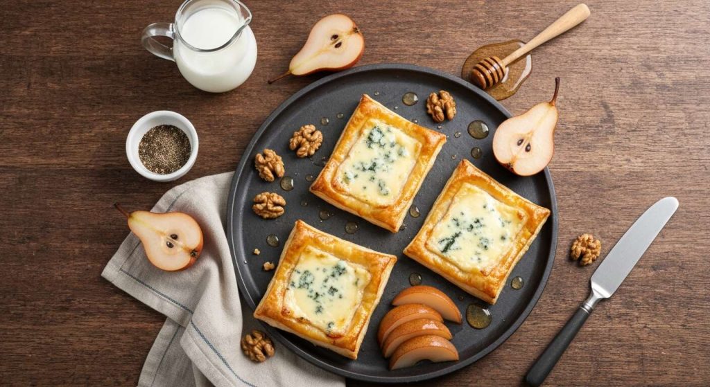 Feuilletés poire et fromage bleu : recette gourmande