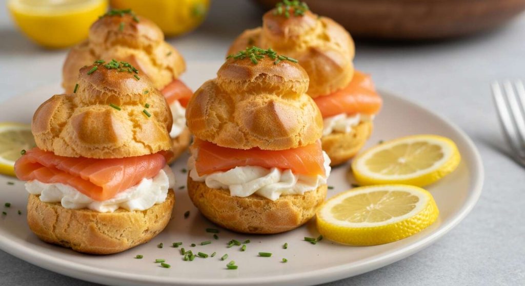 Profiteroles légères : fromage frais et saumon fumé