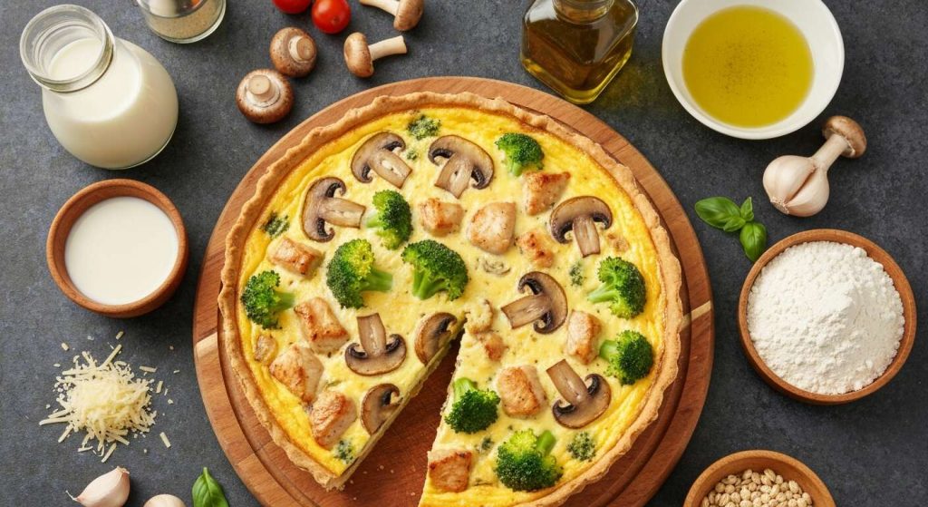 Quiche Légère Poulet Champignons Brocoli : recette Savoureuse