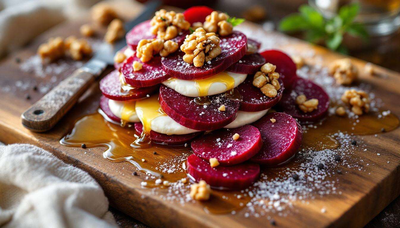 Millefeuille de betterave et fromage de chèvre : recette gourmande