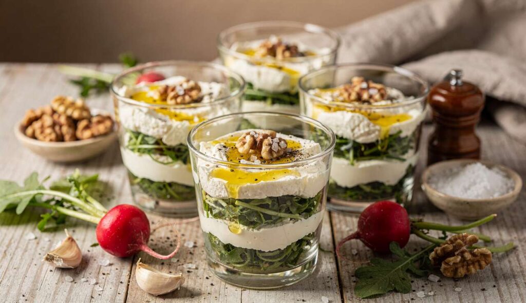 Verrines Fanes de Radis au Fromage : recette Gourmande