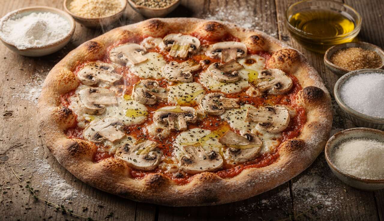 Pizza Végétarienne Légère : champignons de Paris