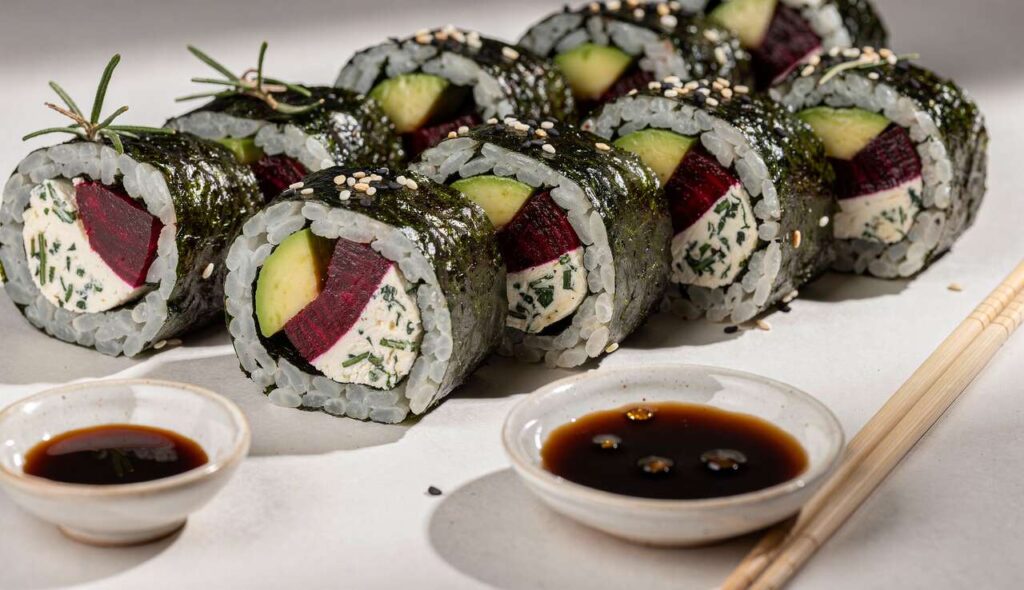 Sushi de Betterave, avocat et Fromage Provençal : recette Savoureuse