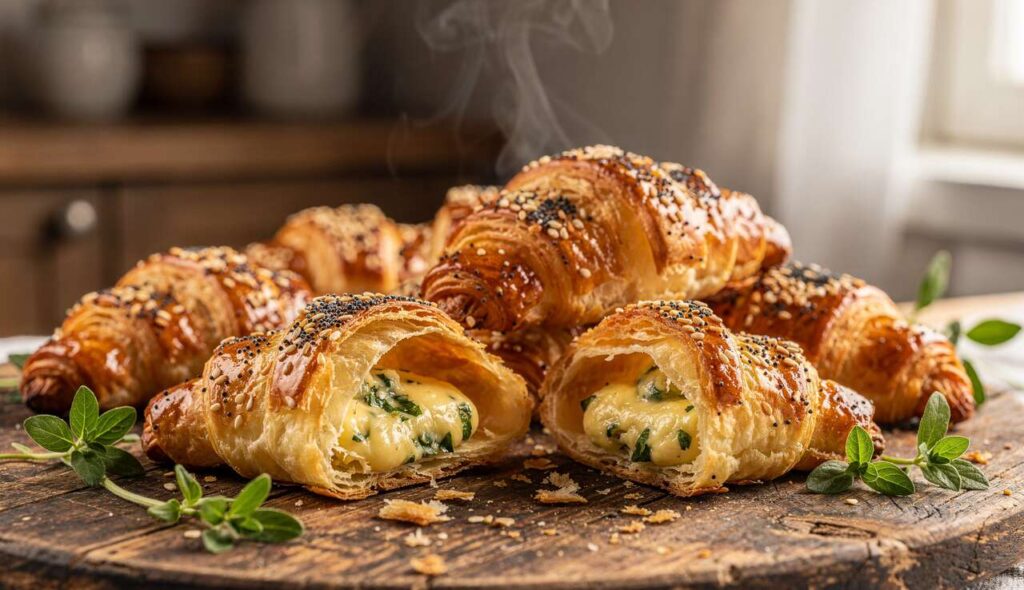Recette de mini croissants apéritifs au fromage ail et fines herbes