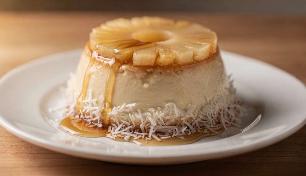 Flan léger à l'ananas et à la noix de coco