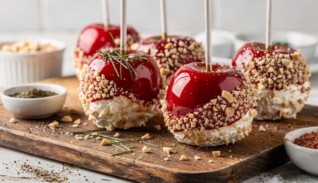 Sucettes au fromage frais et noix façon pomme d'amour