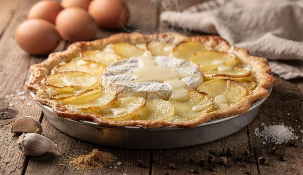 Tarte aux pommes de terre et Camembert : recette gourmande