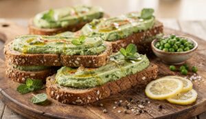 Sandwichs à la crème de petits pois et fromage frais