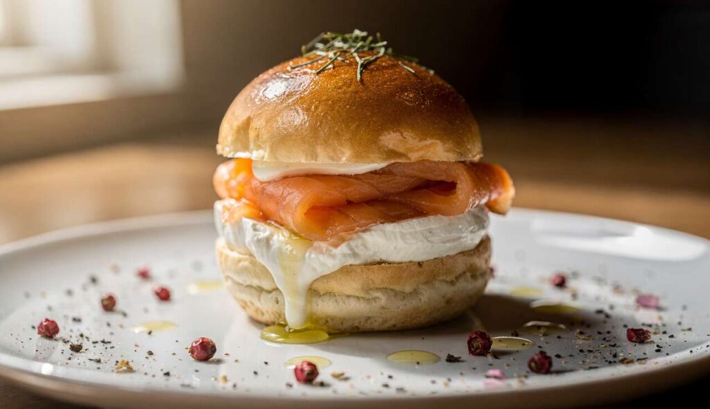 Mini-burger au saumon fumé et fromage frais : recette gourmande