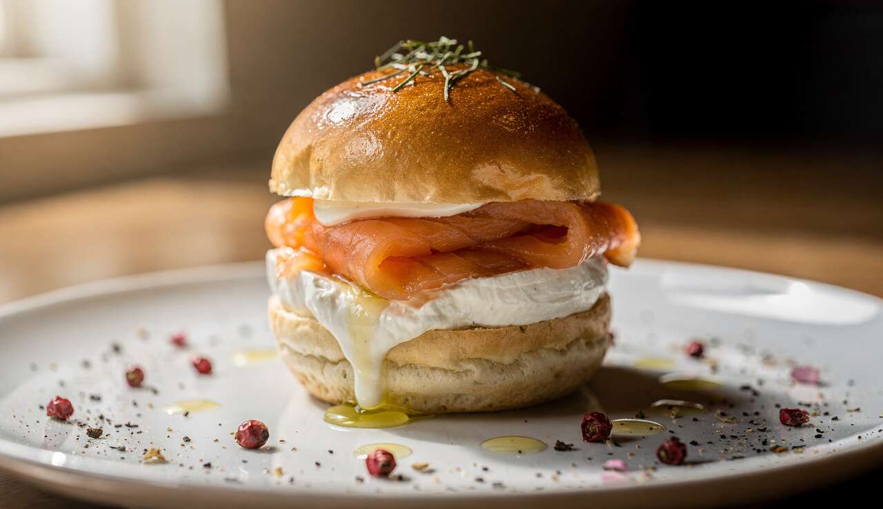 Mini-burger au saumon fumé et fromage frais : recette gourmande