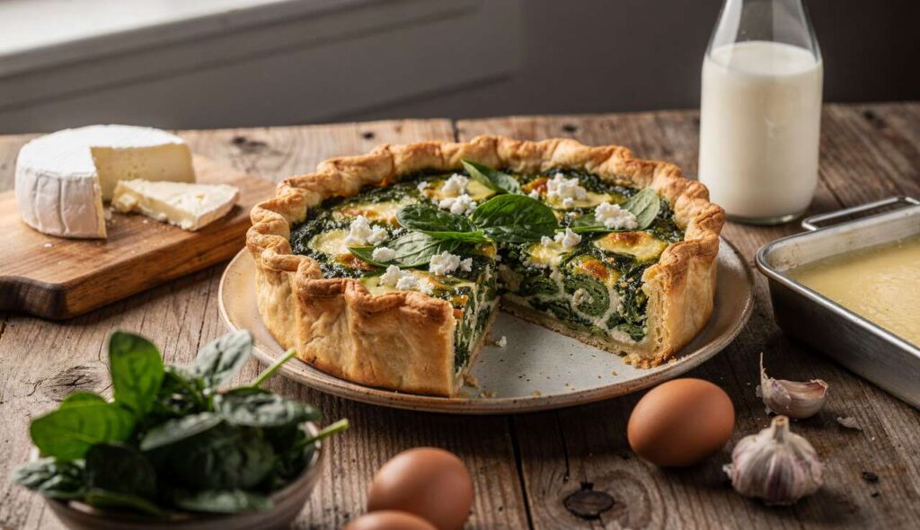 Recette de quiche aux épinards et fromage de chèvre frais