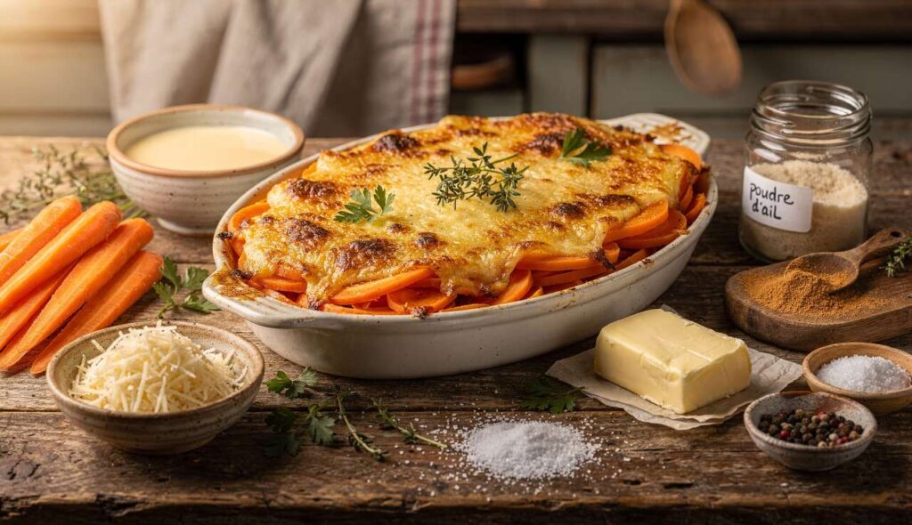 Gratin de carottes au parmesan : recette savoureuse et facile