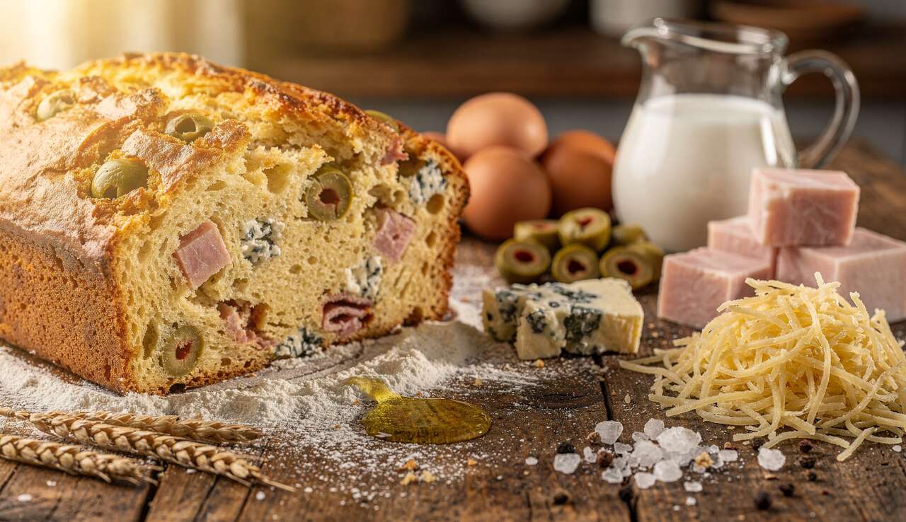 Cake aux olives et jambon au bleu : recette savoureuse
