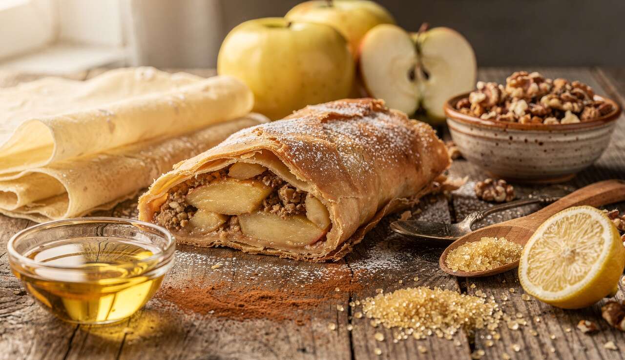 Apfelstrudel léger : recette pommes et noix en feuille de brick