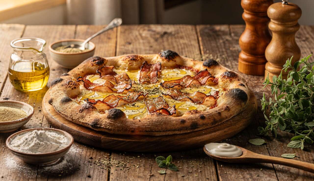 Pizza Chèvre et Lardons : recette Savoureuse
