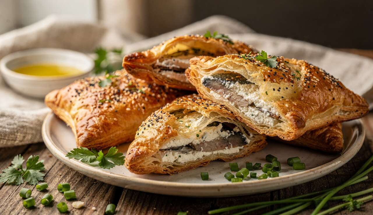 Recette de chaussons de sardines au fromage frais, ail et fines herbes