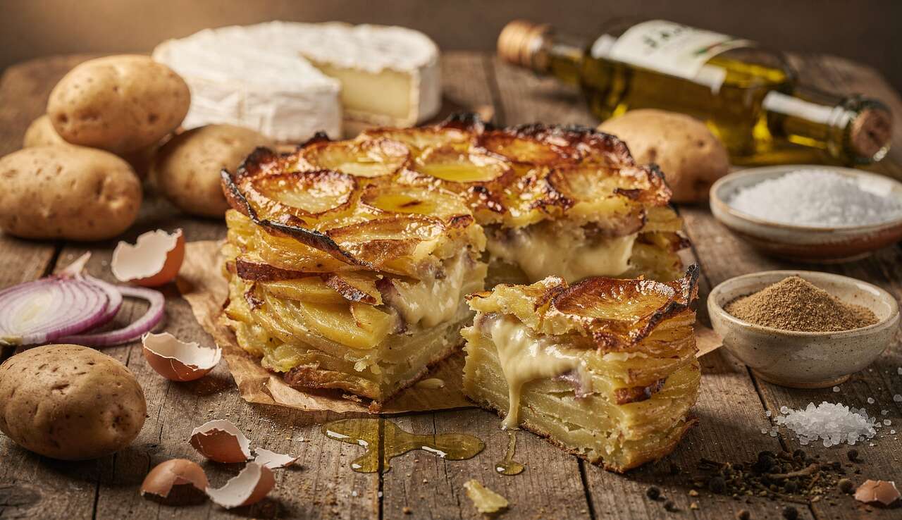 Gâteau de Pommes de Terre aux Oignons et Camembert : recette Savoureuse