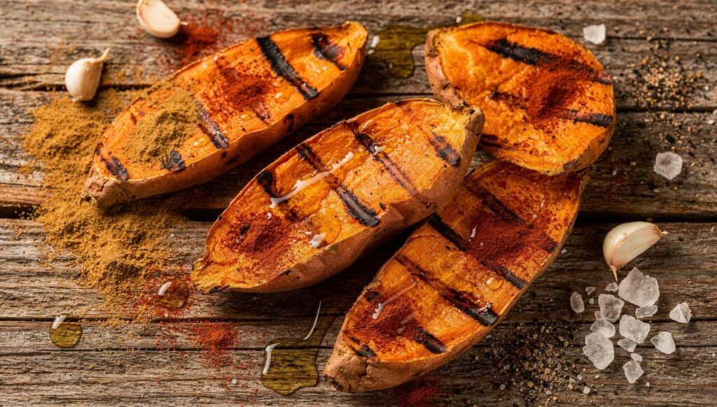 Patate douce grillée aux épices : recette légère et savoureuse