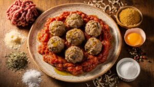 Boulettes légères de viande sur lit de tomate