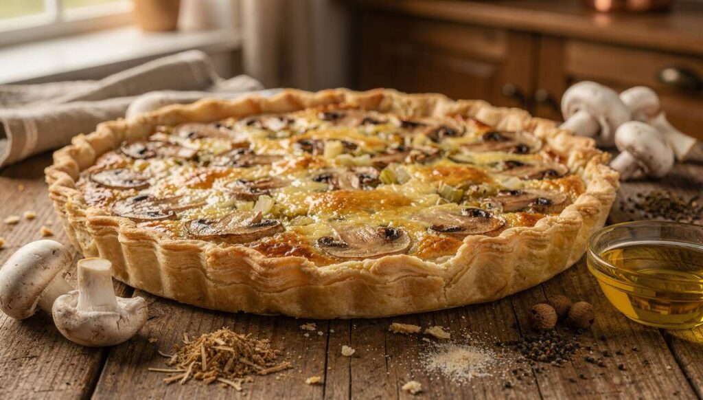 Quiche légère aux champignons et au Comté : recette savoureuse