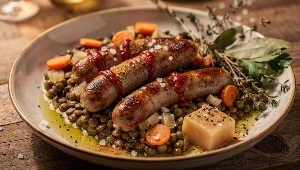 Recette facile de saucisse-lentilles légères avec Cookeo