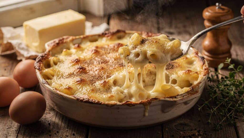 Gratin de macaroni à la crème fraîche : recette savoureuse