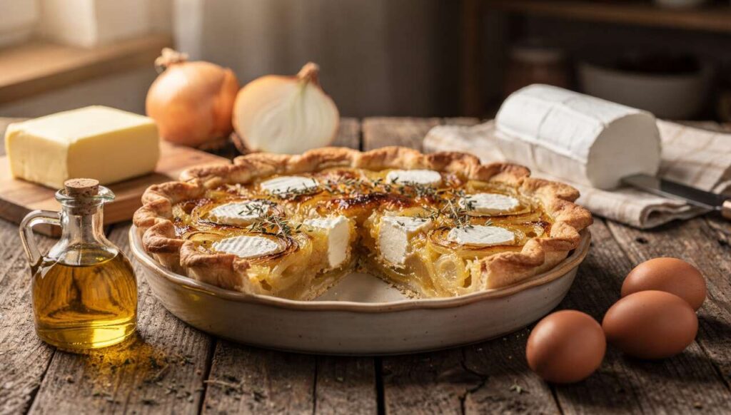 Quiche légère aux oignons et chèvre : recette savoureuse