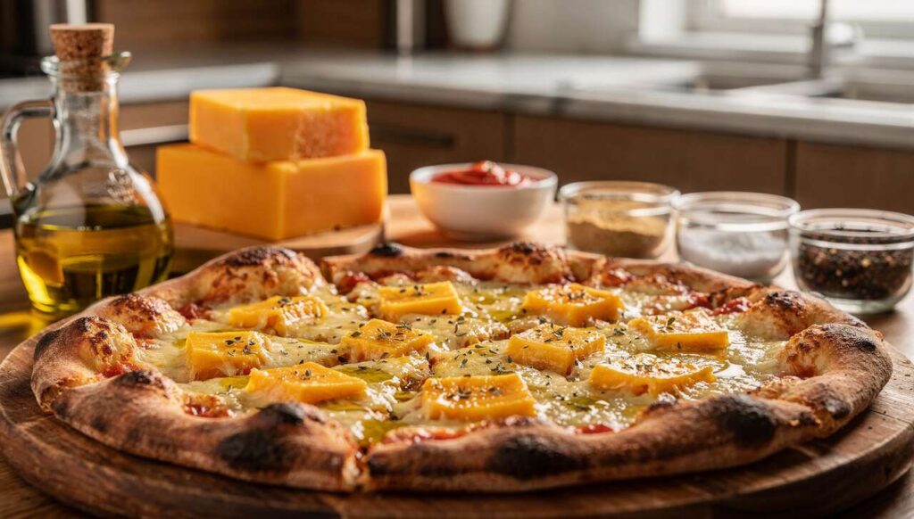 Recette Pizza au Cheddar : délice Fromager