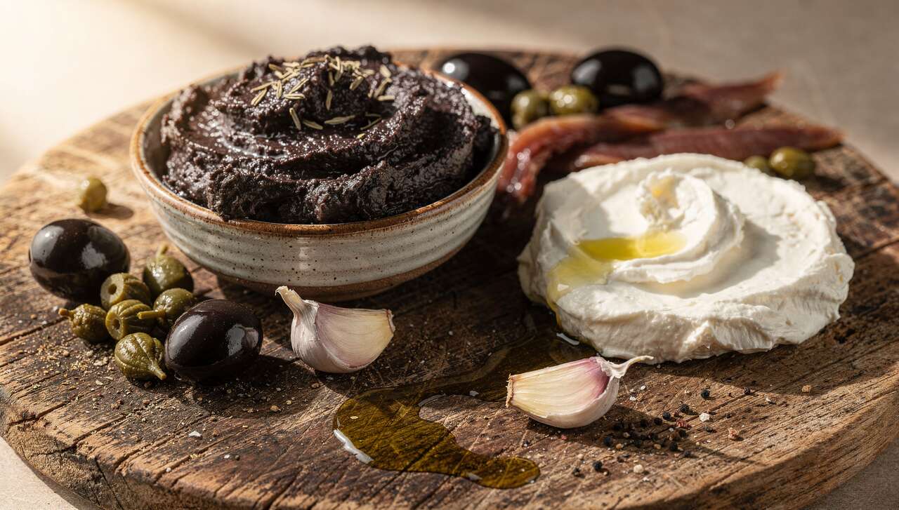 Tapenade d'olives noires au chèvre frais : recette savoureuse