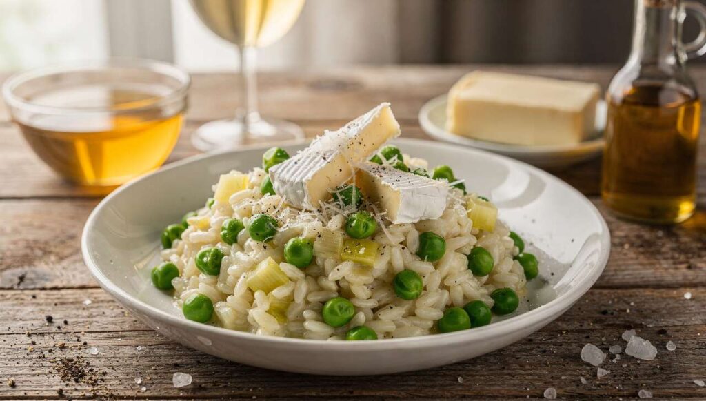 Risotto au Brie et petits pois : recette gourmande à essayer