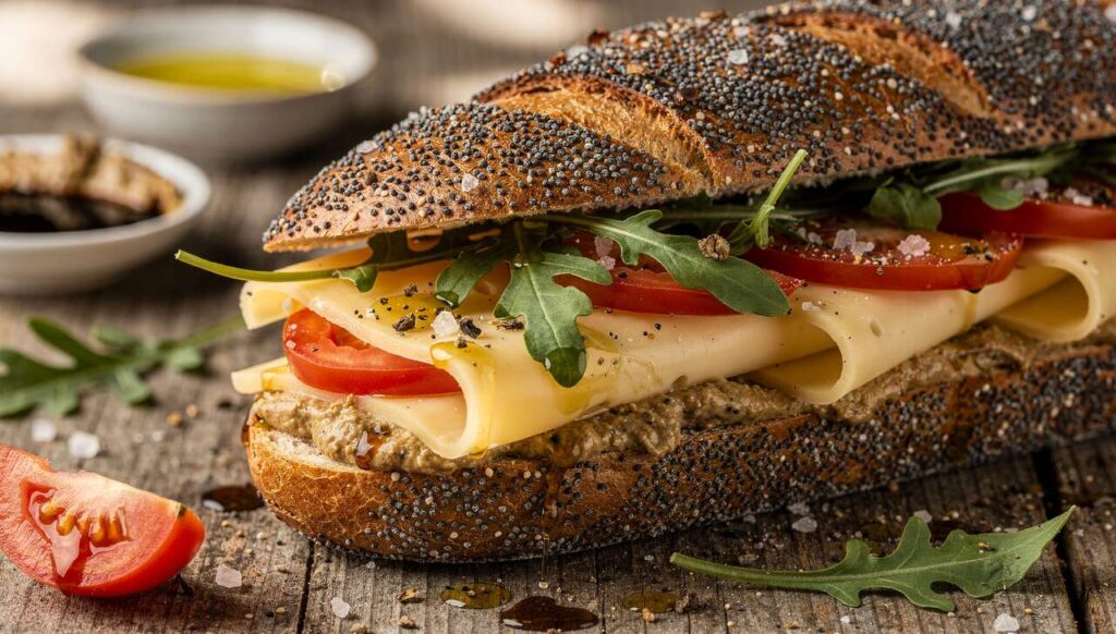 Sandwich viennois fromage, tomate et roquette : recette savoureuse