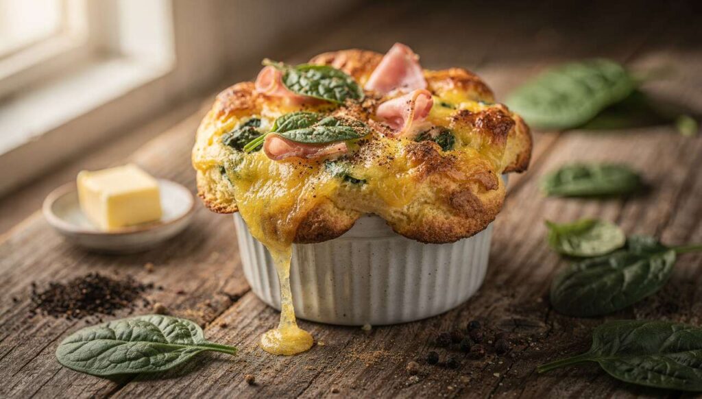 Soufflé léger d'épinards au jambon : recette savoureuse et facile