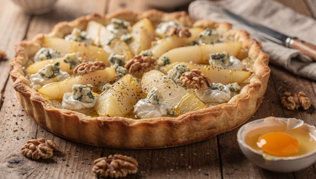 Tarte aux poires et Roquefort : découvrez la recette délicieuse