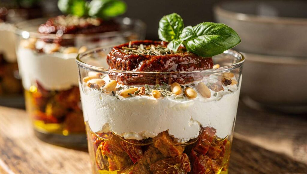 Verrines provençales au fromage de chèvre frais : recette savoureuse