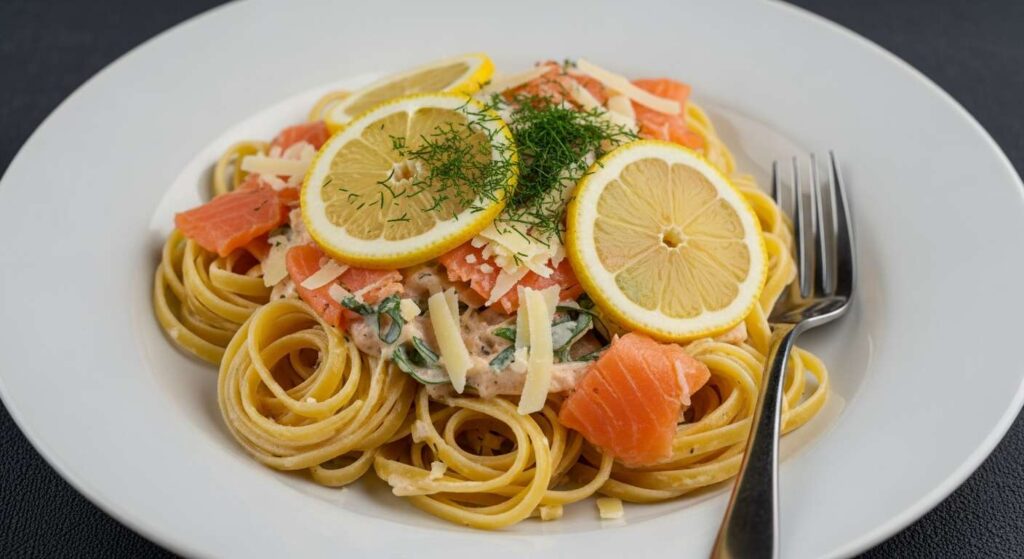 Pâtes au saumon fumé, fromage et crème légère : dîner familial