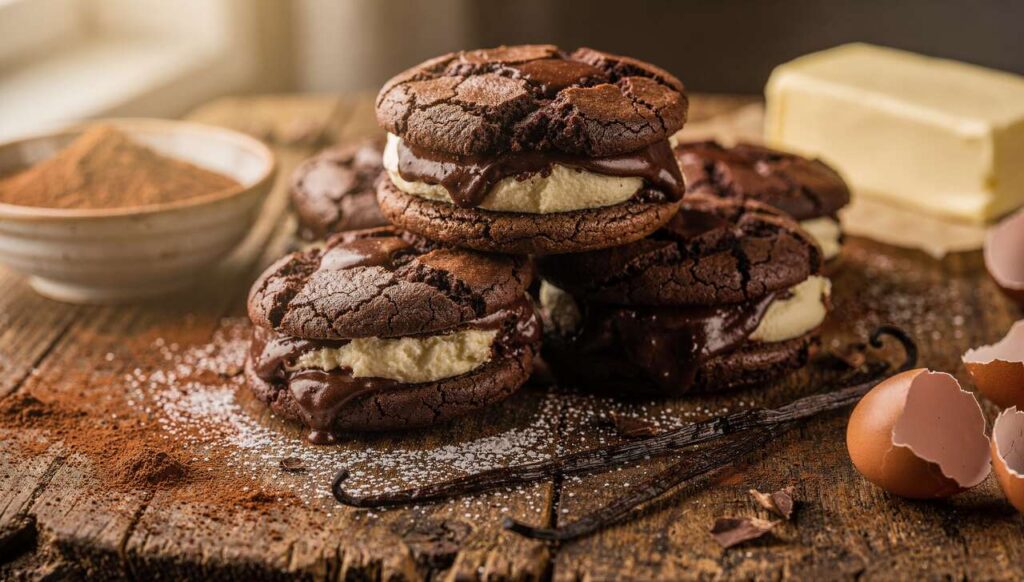 Biscuits chocolat fourrés vanille au fromage frais : recette gourmande