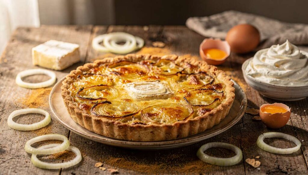Recette de tarte au Maroilles et aux oignons