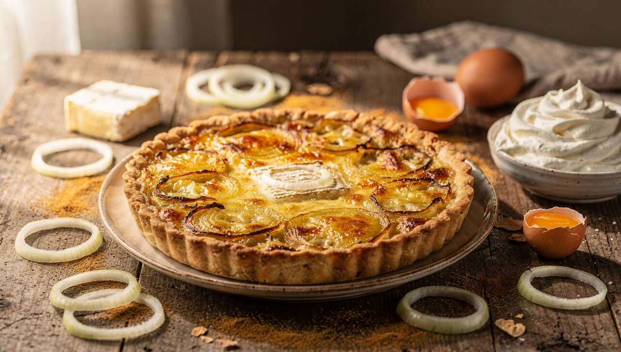 Recette de tarte au Maroilles et aux oignons