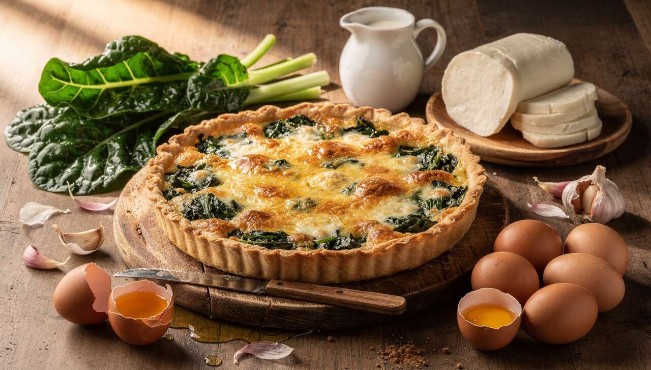 Quiche à la mozzarella et aux blettes d'hiver : recette savoureuse